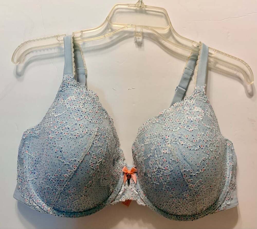 Victoria's Secret Underwire Bra Blue Lace Polka Dot Size 40DD